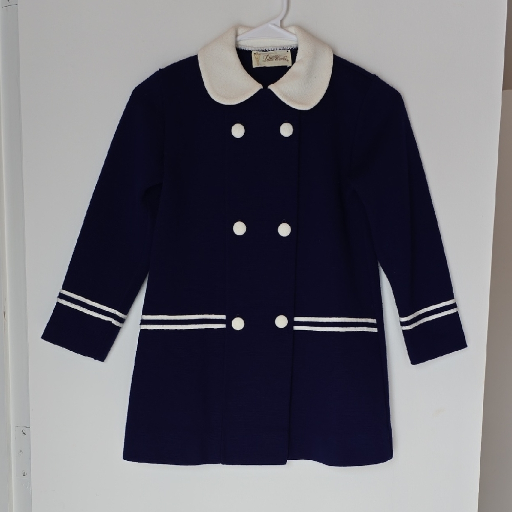 Vintage Carriage Boutique Navy Pea Coat with White Trim